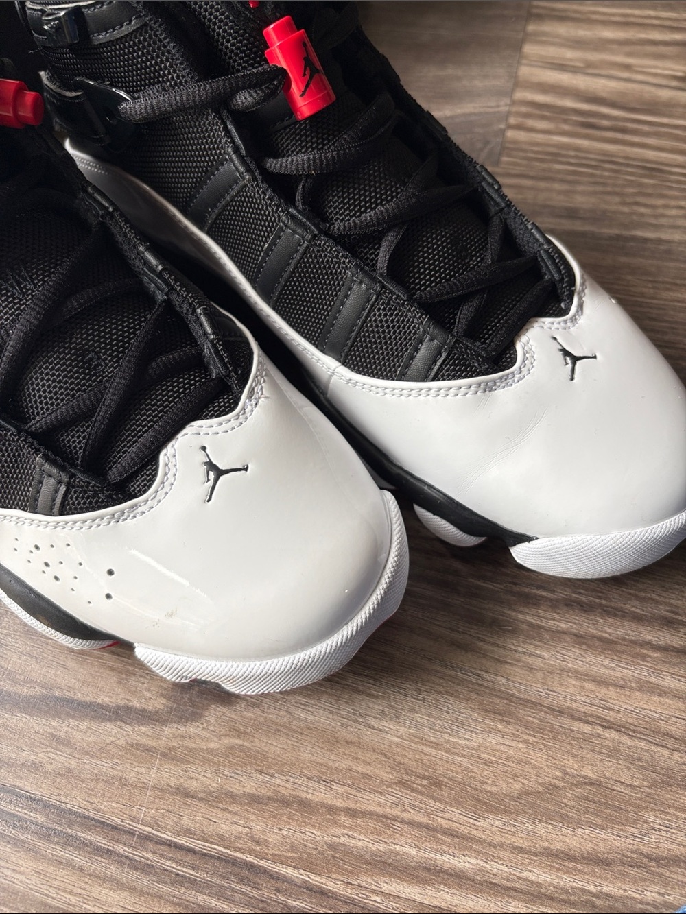 Mens Air JordansRetro 6 RINGS Black/White Varsity Red Basketball Sneakers Size 8 - Picture 2 of 8